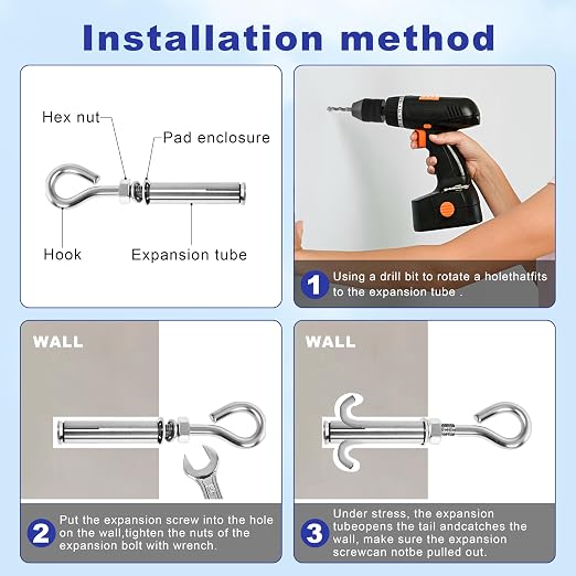 4 Pack 5/16" X 4-3/16" Expansion Eye Bolt, Concrete Eyebolt Anchors, Heavy Duty - Image 5