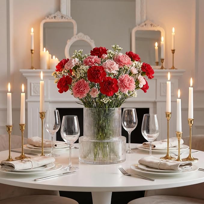 Ribbed Glass Vase, Flower Vase, Fluted Clear Vases - Image 3