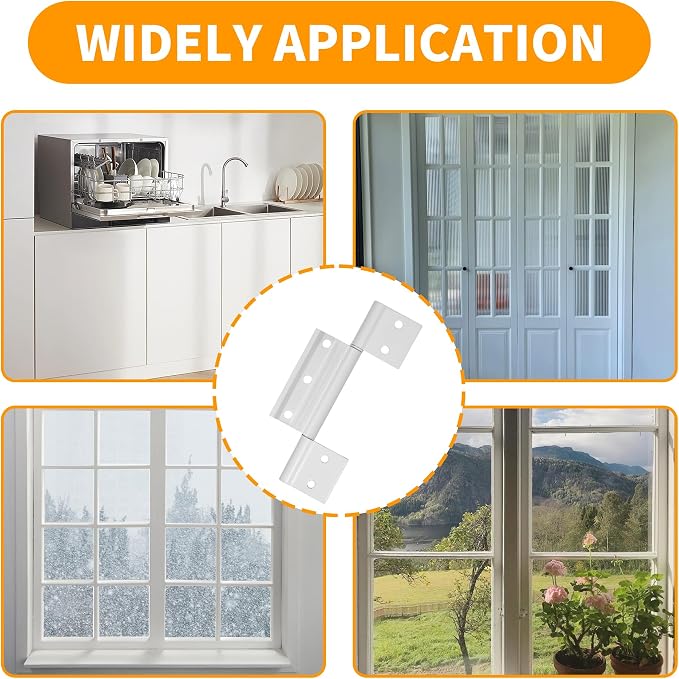3-Pack Matte White Screen Door Hinges, 1/8 Inch Grooved Center | Storm Door - Image 5