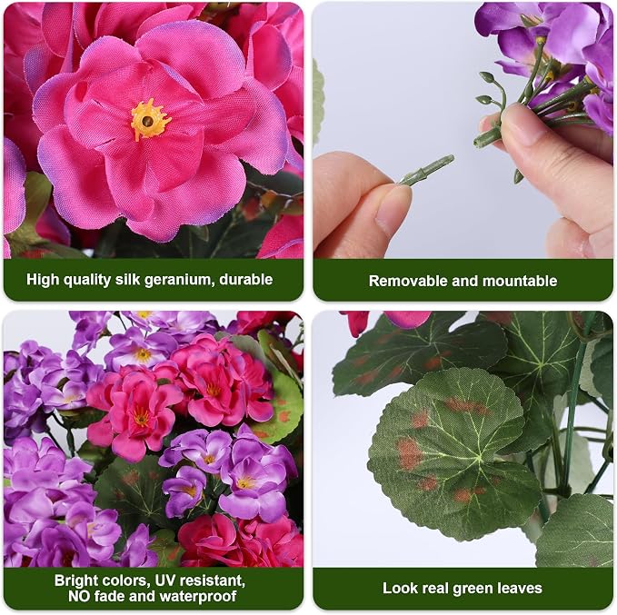 Artificial Geranium Fake Flowers - Image 7