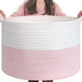 INDRESSME XXXLarge Woven Rope Blanket Basket Living Room Pink, 90L | Pink room by INDRESSME