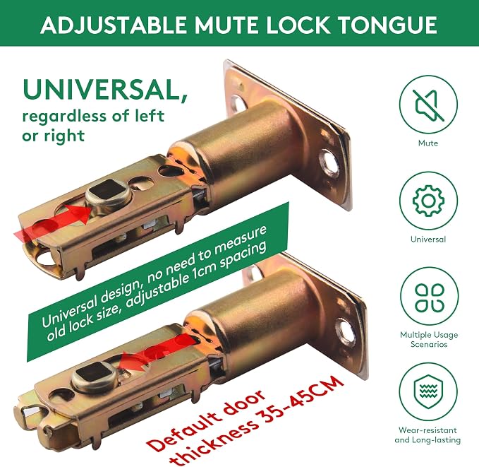 Adjustable Tubular Door Latch 60/70mm, Heavy Duty Interior Door Lock - Image 3