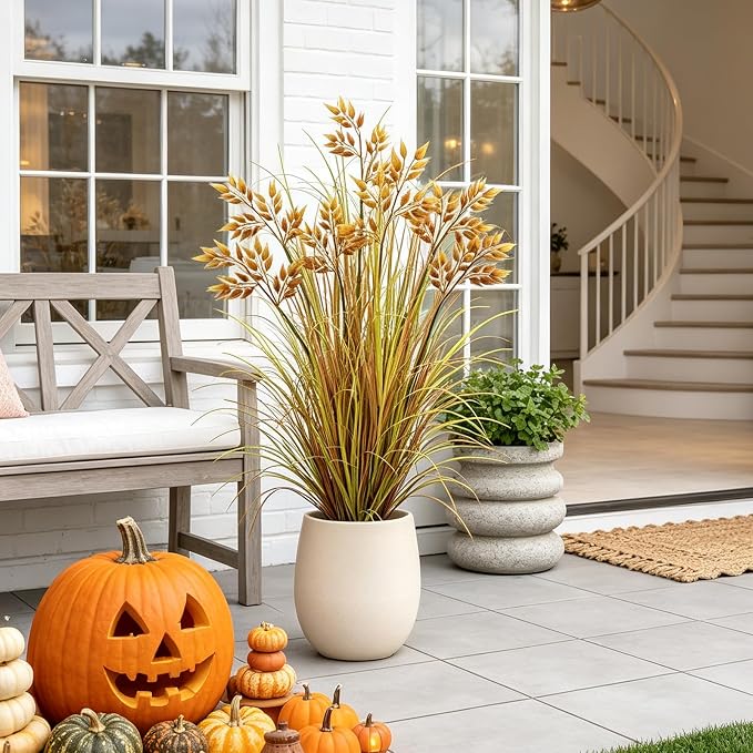 GTIDEA 2 Pcs 4 ft Tall Artificial Fall Wheat Grass Plant Faux Fall Plants | - Image 6