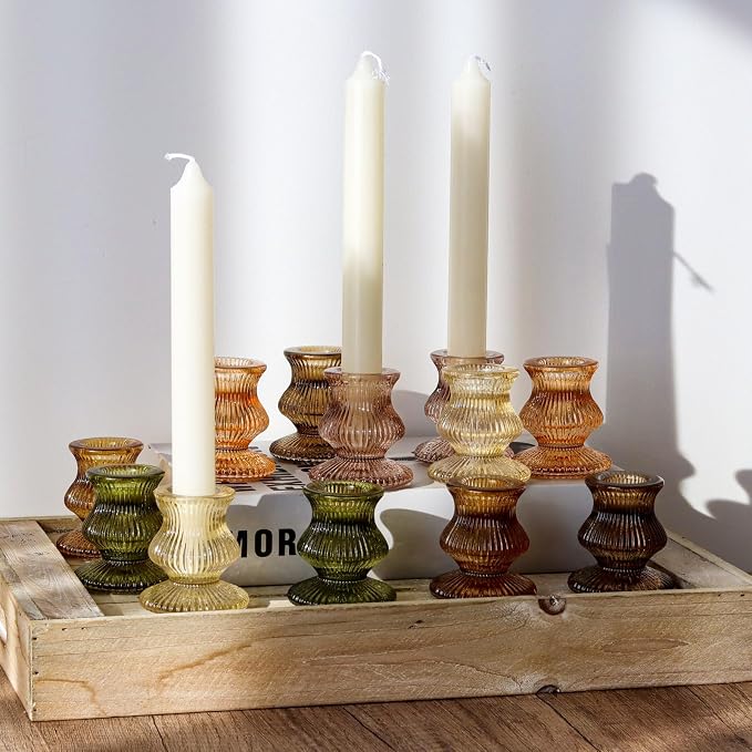WDHODEC Glass Candlestick Holders 12PCS Taper Candle Holders - Image 5