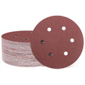 HARFINGTON 50 Pcs 6 Inch Sanding Discs 150 Grit Red Aluminum Oxide 6 Hole | by HARFINGTON