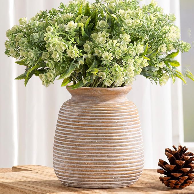 Ceramic Rustic Vase, Small Flower Farmhouse Vases Home Decor, 6“ Terracotta by ooit