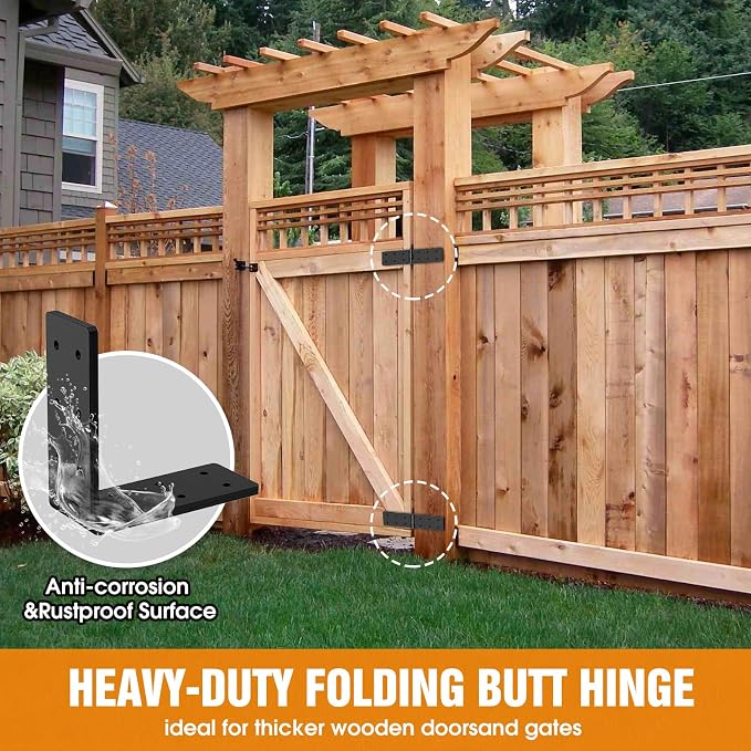 Heavy Duty Gate Hinges 270° Adjustable, screws included, heavy duty steel - Image 5