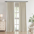 Vision Home Champagne Ivory Velvet Pinch Pleated Blackout Curtains 40"Wx90L | 2 by VisionHome