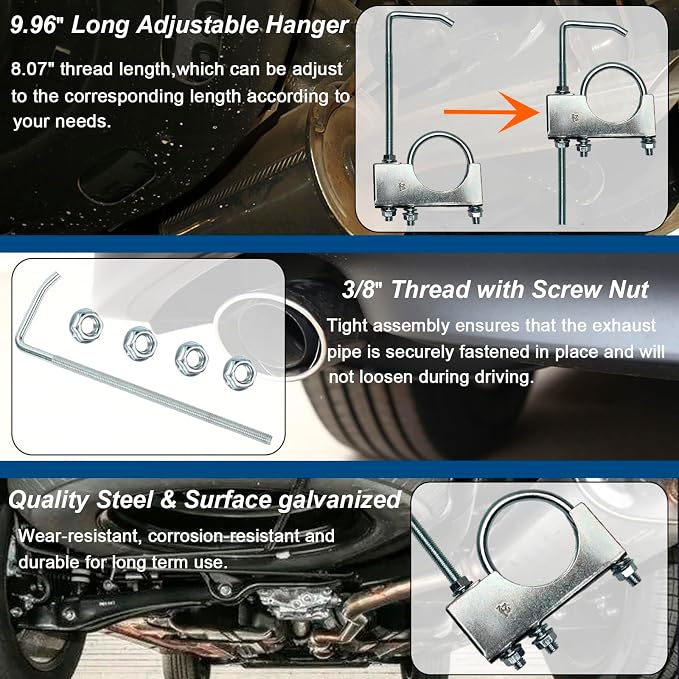 2.5" Exhaust Clamp With Hanger One-Piece Muffler Hanger, Corrosion Resistant - Image 4