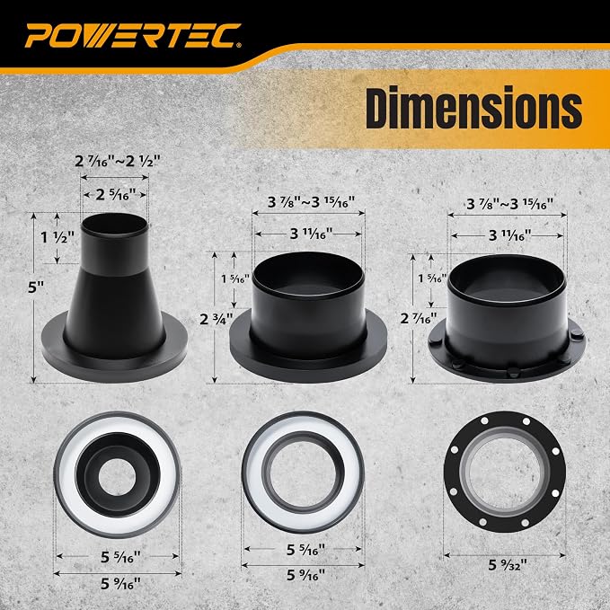 POWERTEC 4” & 2-1/2" Magnetic Dust Collection Fittings Complete Setup Kit - Image 7