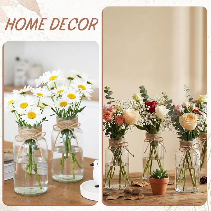 12 Pack Mason Jar Vases for Centerpieces, Wide Mouth Mason Jars - Image 7