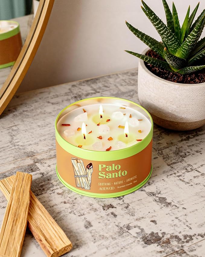 AOOVOO Palo Santo Candle for Meditation & Cleansing - 12oz Scented Candle | 3 - Image 2