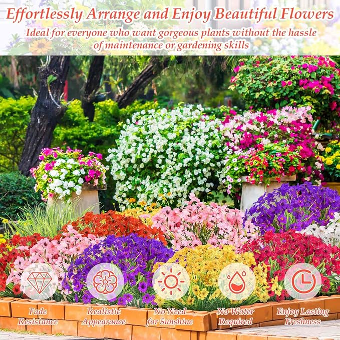 32 Bundles Artificial Spring Summer Flowers Bulk - Image 2