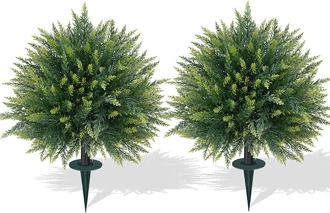 Artificial 2 Pack Cedar Topiary Trees by FEELTHENEWWORLD