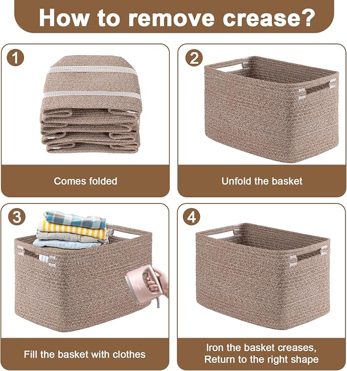 OIASKET 4Packs Natural Cotton Rope Storage Baskets - Image 9