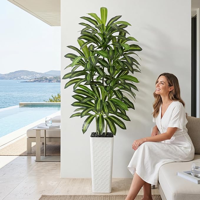 Artificial Dracaena Tree Indoor, 7FT Tall Fake Floor Plants - Image 9