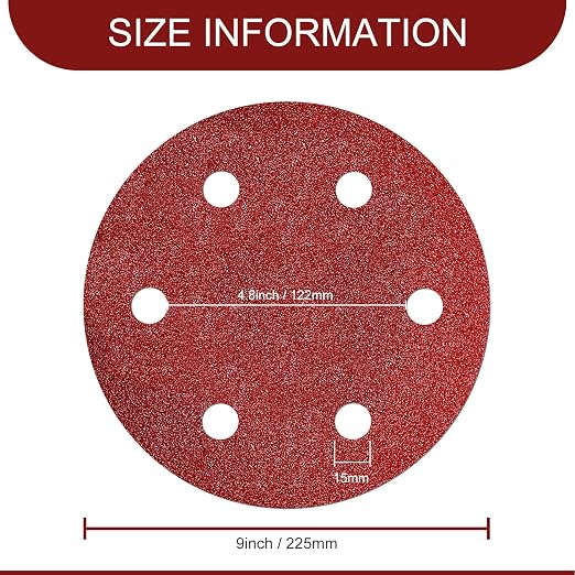 Awutzut 9 Inch 6 Hole Sanding Discs 40/60/80/120/150/240 Assorted Grit Hook and - Image 6