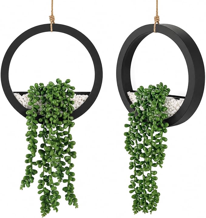 Der Rose 2 Pack 16" Artificial Hanging Plants in Black Pots by DerRose