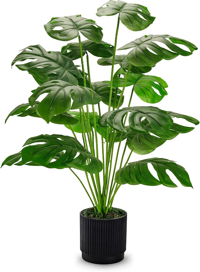 Der Rose 28" Fake Plants, Monstera Floor Plant, reception area and hallway decor by DerRose