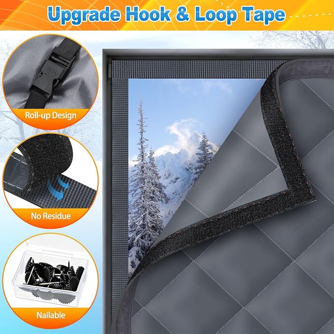 Fanfanwin 2 Pcs 39 x 26 Inches Window Insulation Curtain Kit Winter Thermal - Image 3