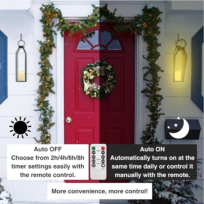 Perfnique Modern Farmhouse Lantern Decor, 2 LED 6hr Timer Flameless Candles ＆ - Image 3