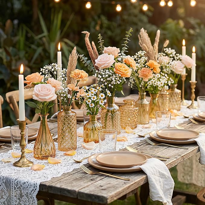 12 Pcs Clear Bud Vases Set, Small Vintage Glass Clear Bud Flower Vases Bulk - Image 4