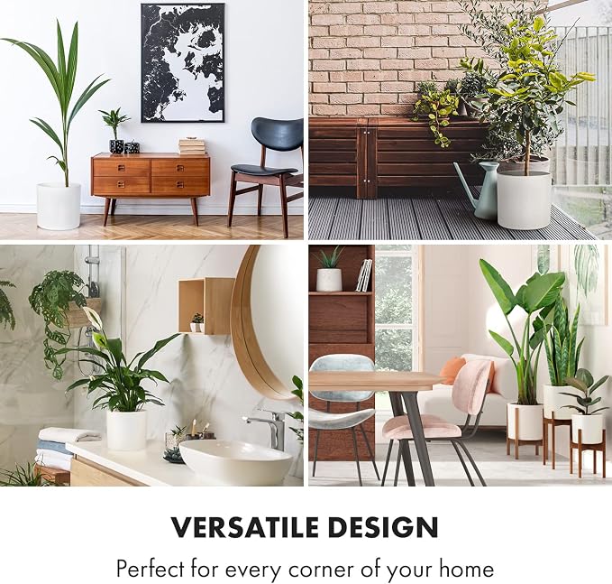 Fox & Fern Large Planter for Indoor or Outdoor, Matte White, 10 Inch | UV & - Image 7