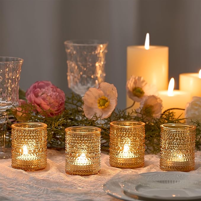 24 Pack Clear Glass Votive Candle Holders, Vintage Candle Holder - Image 2