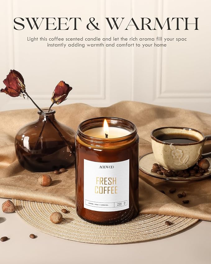 AOOVOO Fresh Coffee Candles - 22 oz Scented Candles - Image 2
