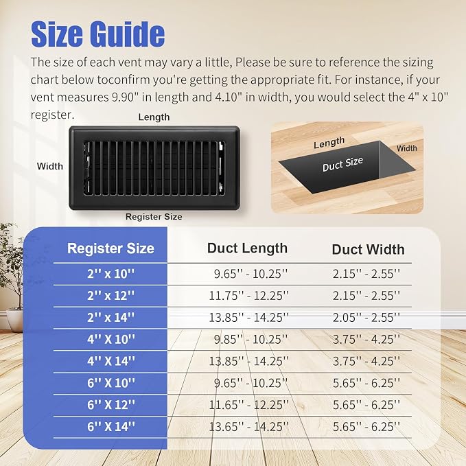 Floor Register Fits 6"x 10" & 10"x6" Duct Opening - Image 7