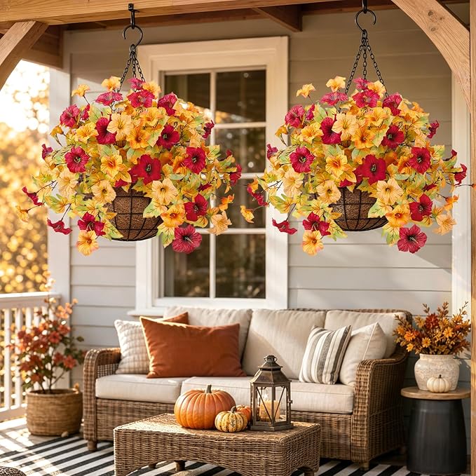 4PCS Extra Big Artificial Hanging Fall Flowers Fake Plants - Image 5