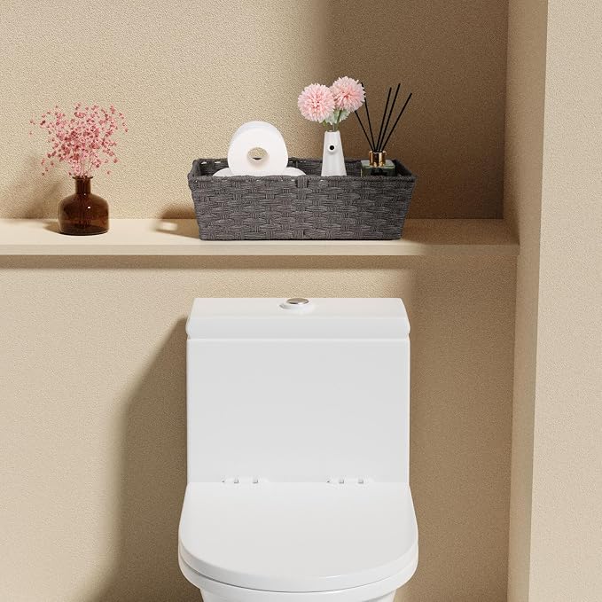 2-Pack Plastic Wicker Toilet Paper Baskets, 15.75"x6.75"x4.75", Dark Grey | - Image 4