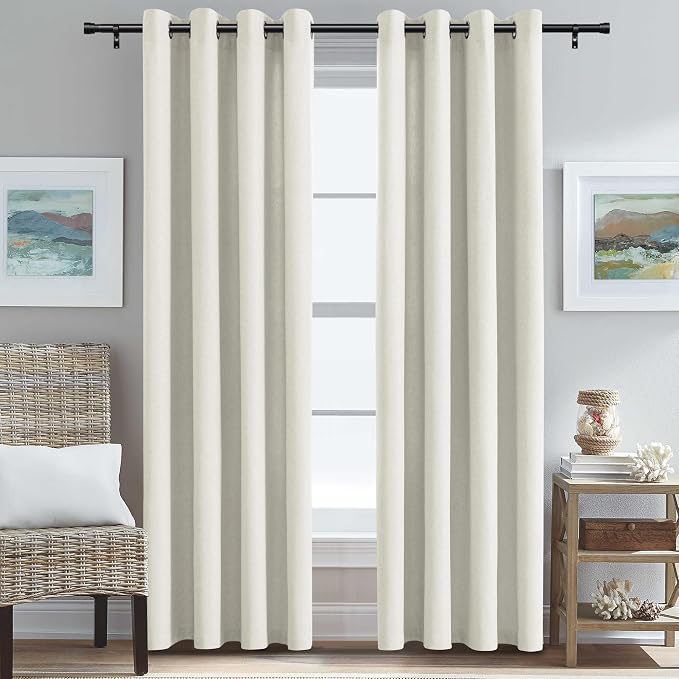 H.VERSAILTEX Soft Faux Linen Farmhouse Curtains 96 Inches Long 2 Panel Set by HVERSAILTEX