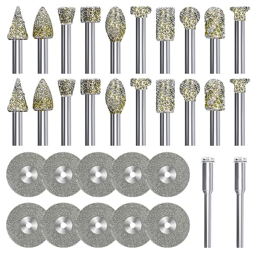 32Pcs Diamond Grinding Bits for Dremel, Grinding Cutting Wheel | 1/8”Shank for by FlexibleshaftRotaryToolAtt