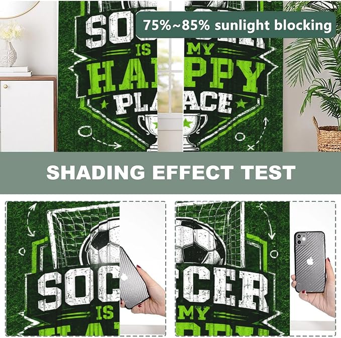Soccer Happy Place Trophy Design Window Curtains 2 Panels Set, 52 X 84 Inch - Image 5