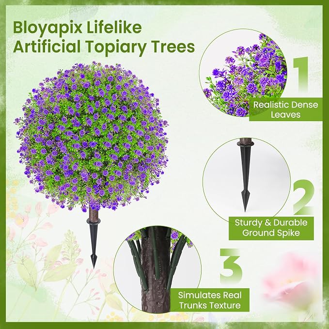 Artificial Purple Boxwood Topiary Ball Tree - Image 6