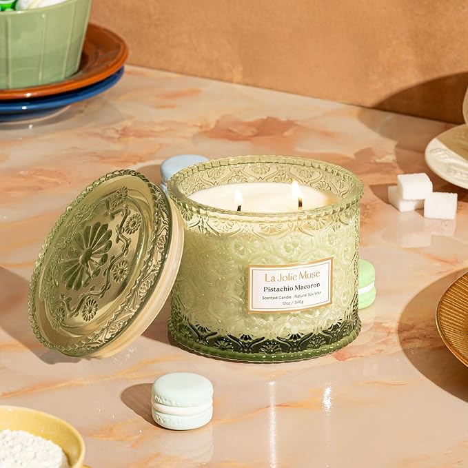 LA JOLIE MUSE Pistachio Macaron Scented Candles - Image 3