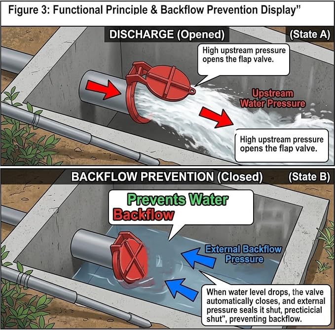 Heavy Duty Drain Check Valve Flange Flap Gate | Grivity Closure System | - Image 6