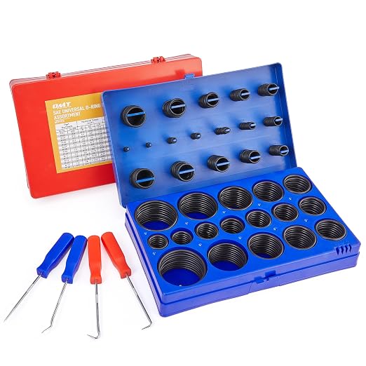 OMT 826pc Universal O Ring Assortment Kit, Nitrile Rubber in 32 Sizes | SAE & by OrionMotorTech