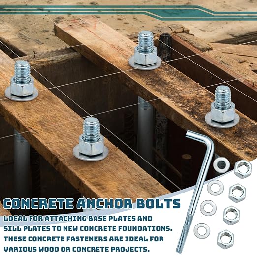 Yaocom 10 Pcs J Bolt Galvanized Anchor Bolts Galvanized Concrete Fastener - Image 6