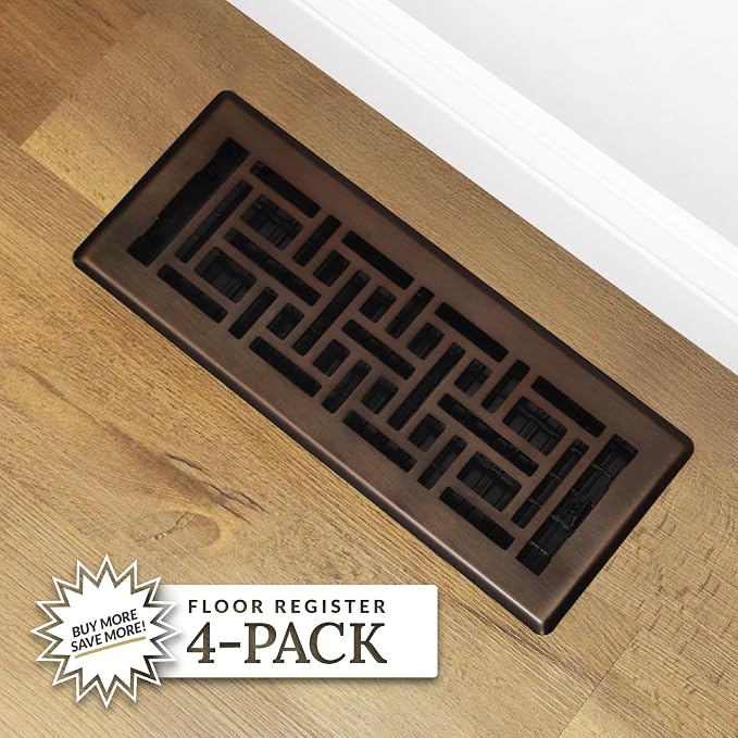 Decor Grates AJH412-RB Oriental Floor Register, 4x12 Inches, Rubbed Bronze - Image 5