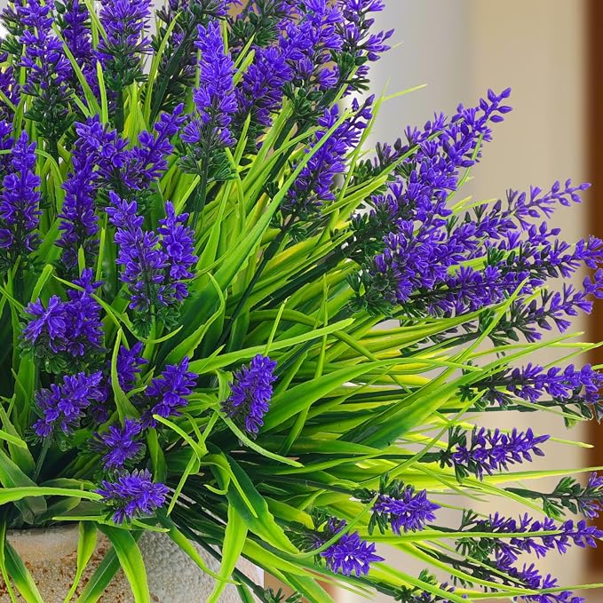 Rowfad 44 Pcs Artificial Outdoor Flowers Lavender Fake Greenery Plants UV - Image 8