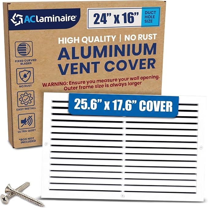 24x16 Aluminum Wall Ceiling Air Return Vent Cover HVAC Rustproof Grille by ACLAMINAIRE