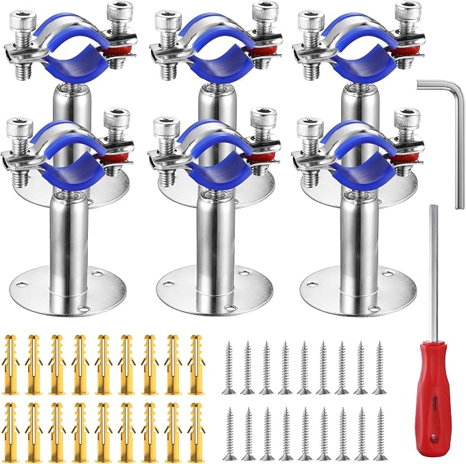 6PCS 304 Stainless Steel Wall Mount Ceiling Mount Pipe Supports, Suitable by WYSIYWYKA
