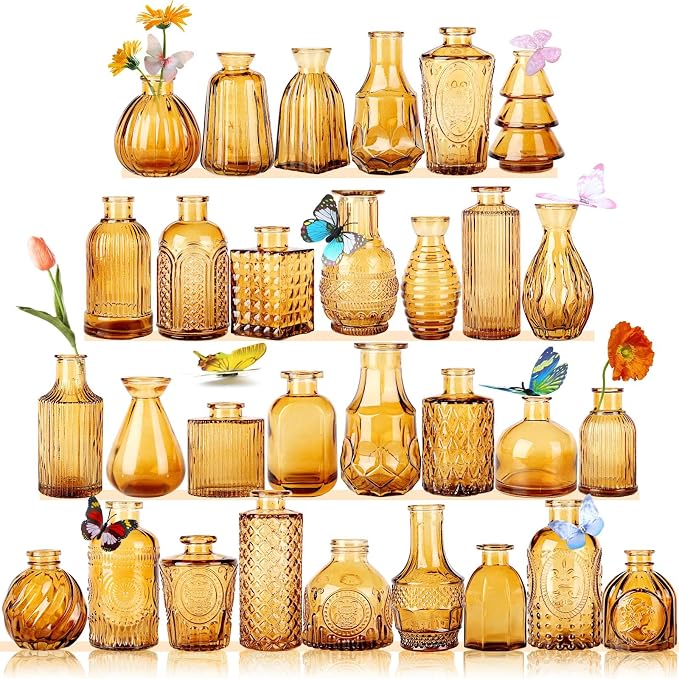 Glass Bud Vases, Small Vase for Flower, Vases for Centerpieces, Vintage Mini by earthgadgets