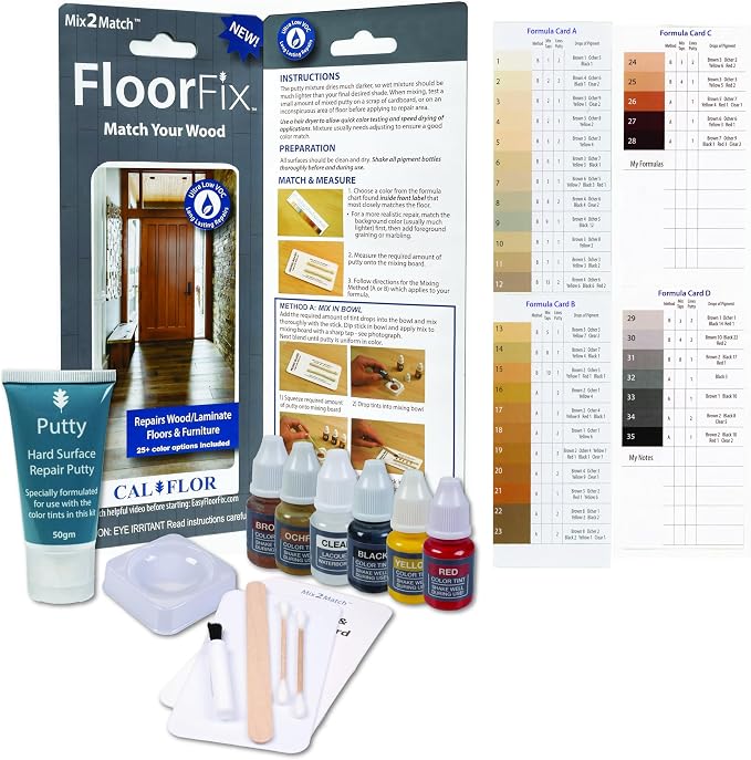 CalFlor FloorFix Mix2Match Hardwood & Laminate Repair Kit – 20 Color Formulas + by CalFlor