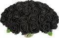 30 PCS Fake Black Roses, Artificial Flowers Bulk, Realistic Silk Faux Roses | by Jefuzh