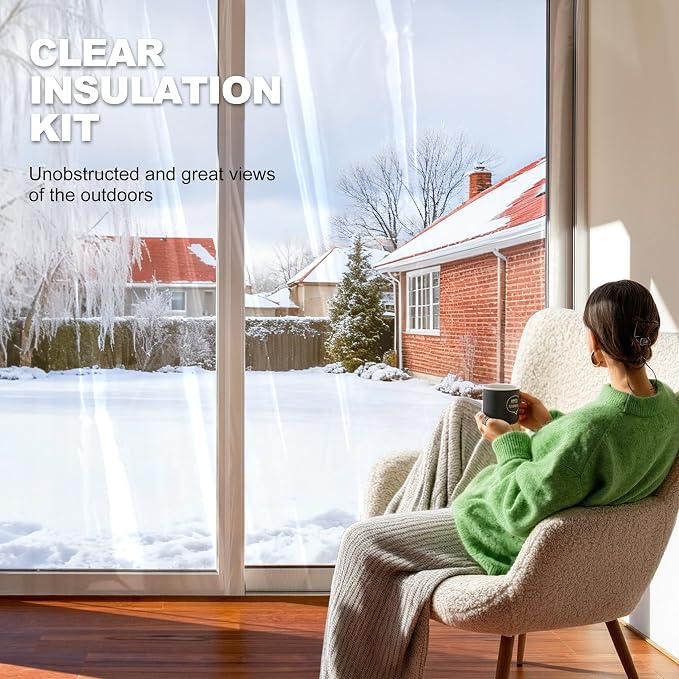 Window Insulation Kit for Winter, Plastic Window Covering 63 Inch Wide × 393 - Image 4