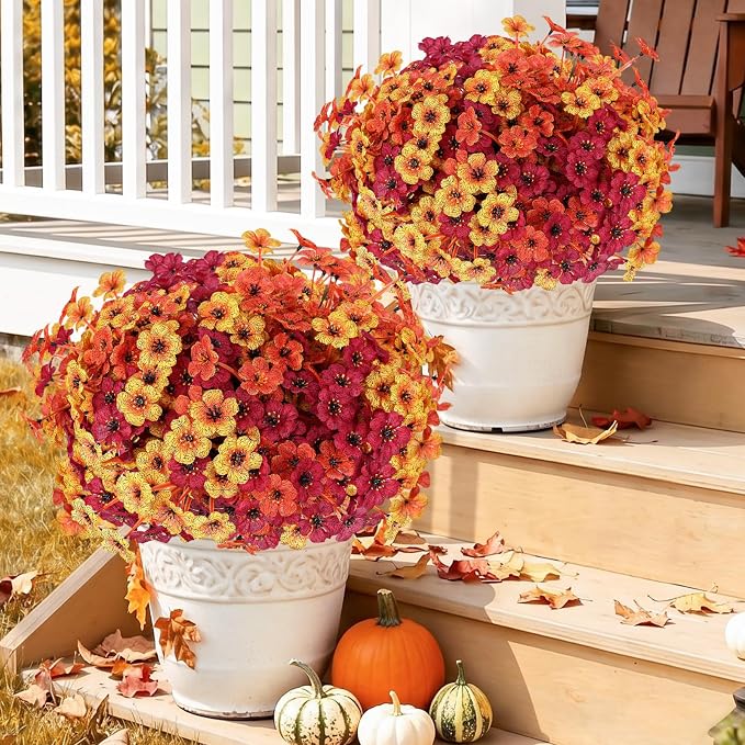 Powbrace 60 Pack Artificial Fall Flowers Mums - Image 4