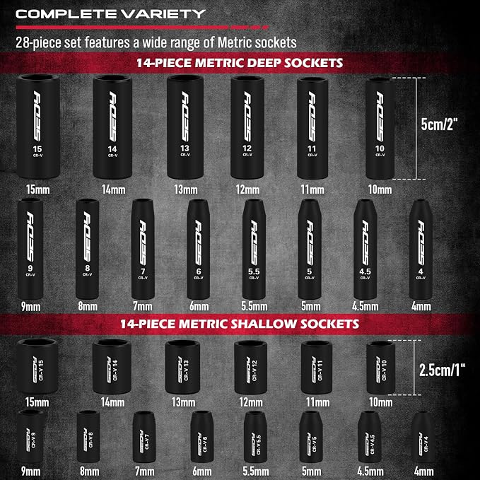 64-Piece 1/4" Drive Impact Socket Wrench Driver-Bits Set, Cr-V Metric&SAE Deep - Image 2